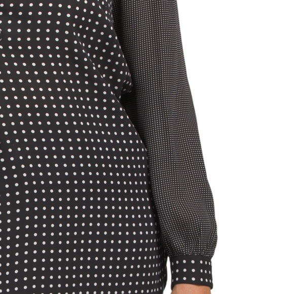 ANNE KLEIN Blk/wht Plus Minit Dot Blouse - Picture 5 of 6